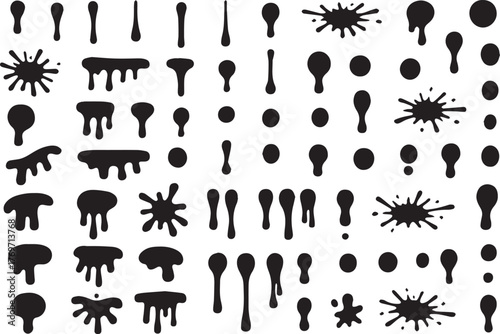 Hand-Drawn Liquid Drops and Goo Blob Shapes Collection Black and White Abstract Design Kit