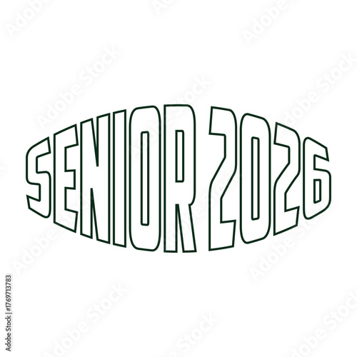 Senior class of 2026 bold varsity style typography on light beige background