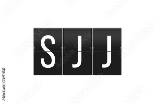 Split-Flap Airport Departure Display Showing SJJ Code for Sarajevo International Airport, Travel and Aviation Concept