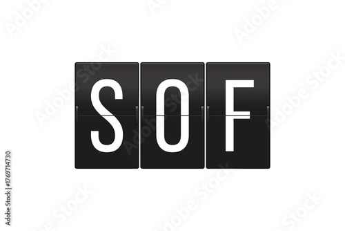 SOF Sofia Airport Three-Letter Code on Vintage Split-Flap Departure Board Showing Travel and Aviation Concept