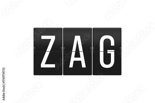 ZAG Airport Split Flap Display Showing Franjo Tuđman Airport Code, Travel and Aviation Concept