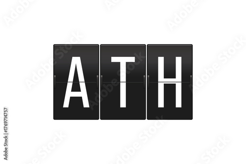 ATH Airport Code on Split Flap Display Representing Athens International Airport Greece and Global Travel Connection