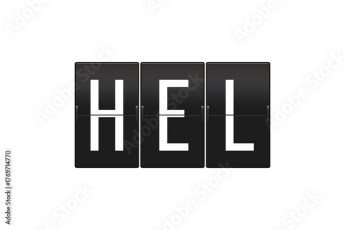 HEL Airport Code on Split Flap Display – Helsinki Vantaa International Airport Travel and Aviation Concept