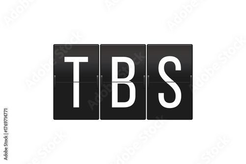 TBS Airport Code on Split Flap Display Sign Representing Tbilisi International Airport and Global Air Travel Concept