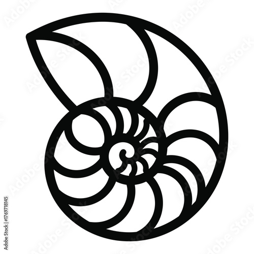 Nautilus shell section geometric pattern and spiral abstract marine life art vector