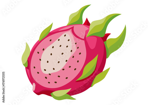 dragon fruit on white background