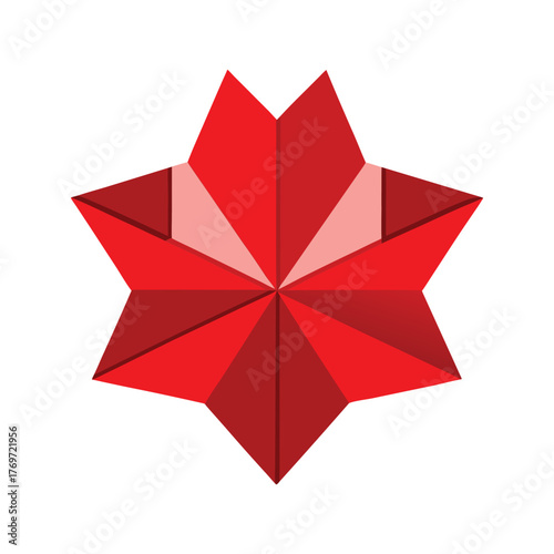 Red origami heart flower geometric folded paper art design shape beauty valentines day