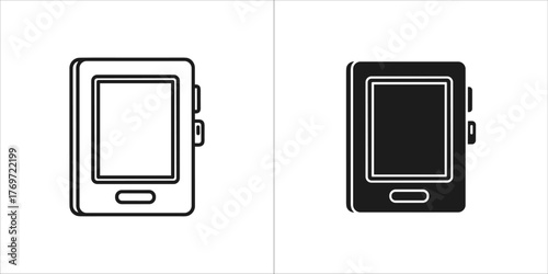 Simple outline and solid black icon of a smartphone