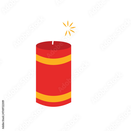 Festive Red Firecracker with Yellow Sparkler