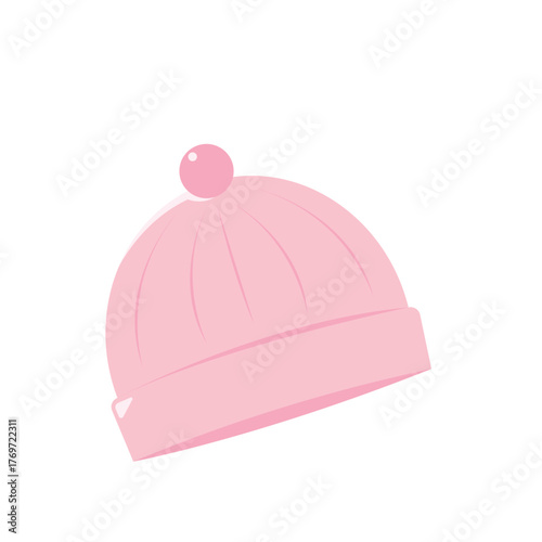 Adorable Pink Beanie with a Pom-Pom, Perfect for Baby Girls