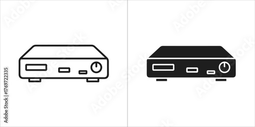 Settop box icon, outline and filled version