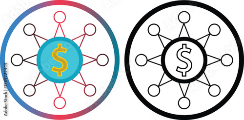 Global finance network dollar symbol icon collection