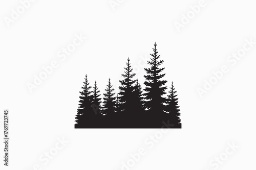 Nature Scots Pine tree vector silhouettes black image .eps