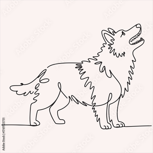 Majestic Wolf Line Art Minimalist Continuous Line Drawing of a Howling Wolf