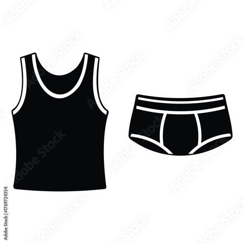 Creative design a black tank top and a pair of mens briefs