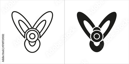 Outline and filled icon of a fidget spinner