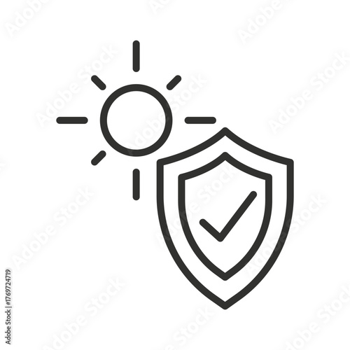 sun protection sign, thin line vector illustration, icon