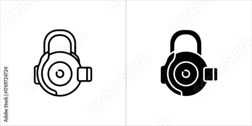 Padlock icon in outline and solid black