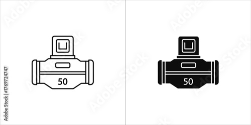 Outline and solid black icon of a camera flash unit