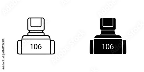 Line art and solid black silhouette of a socket wrench head with number 106