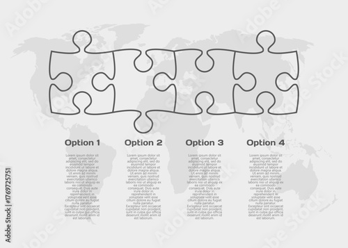 Puzzle diagram infographic process on 4 steps