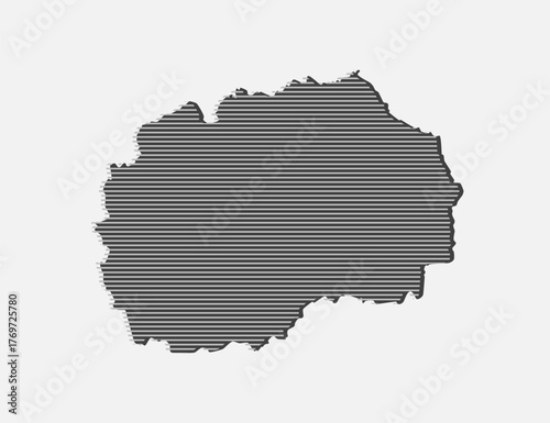 Abstract map North Macedonia, parallel grey lines