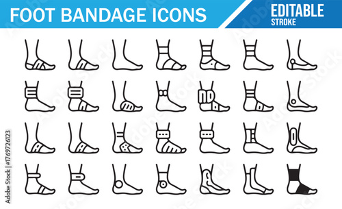 Modern Vector Collection of Medical Foot and Leg Care Icons
