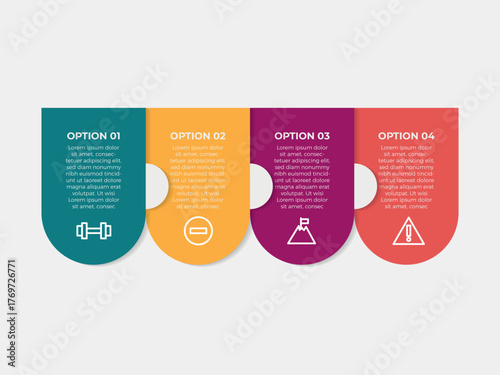 vector illustration 4 steps infographic design template with icons. Template for process, presentations, layout, banner, brochure.