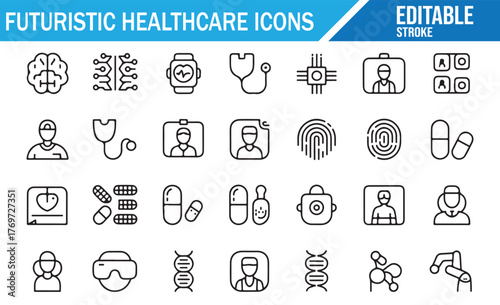 Smart Health Monitoring and Digital Wellness Icon Pack