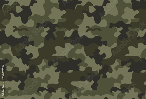 Obraz na plátně Forest camouflage vector seamless khaki pattern, army uniform texture, urban st