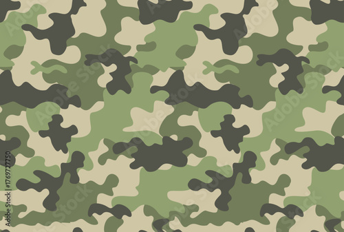 Green camouflage pattern vector texture military background, modern classic print