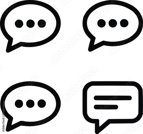 Chat Message Bubble Vector Icon Set  Communication and Online Conversation