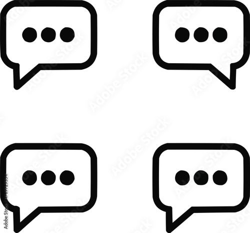 Chat Message Bubble Vector Icon Set  Communication and Online Conversation