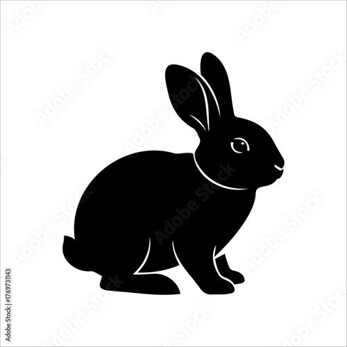 Silhouette of a rabbit sitting
