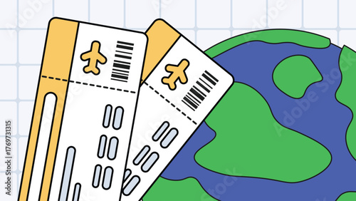 Airline tickets banner with globe