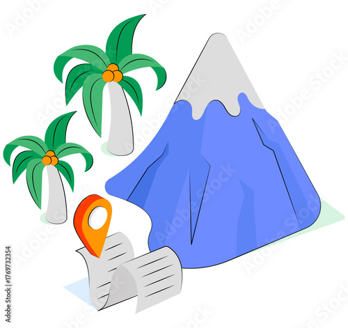 A unique design illustration of mountains with cloud showcasing hills station 