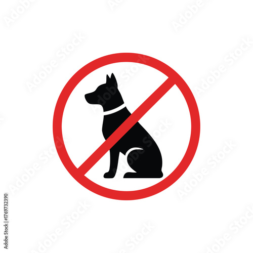A clear and universally recognized symbol indicating that dogs are not permitted in this area