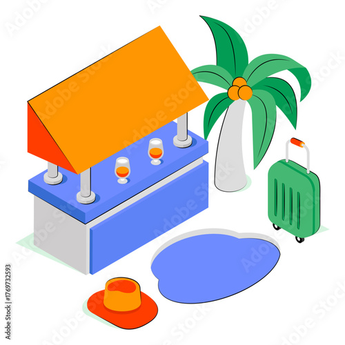 Editable design illustration of beach bar