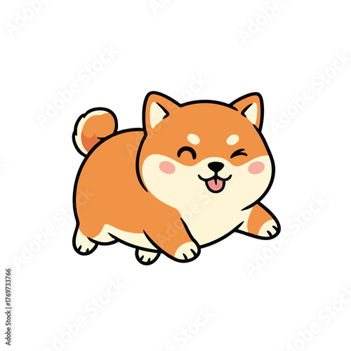 Cute and playful shiba inu puppy illustration with a happy expression and wagging tail