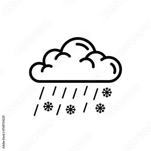 Rain and Snow Mixed Icon Vector Graphic Cloud Symbol Weather Forecast Design Sign