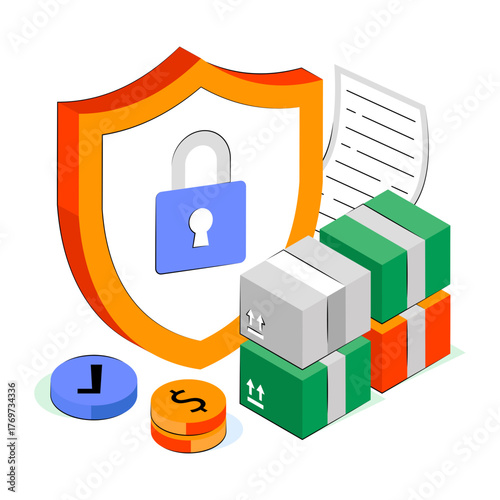 Editable design illustration of parcel security