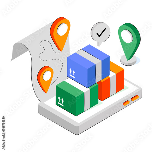 Perfect design illustration of mobile parcel location 