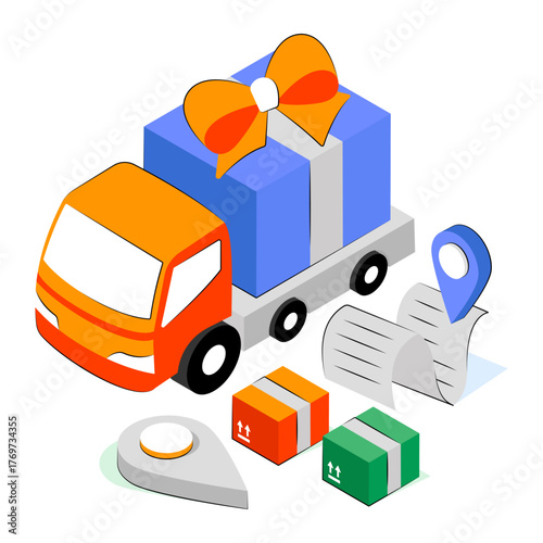 Trendy vector design of gift delivery 