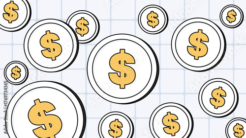 Money background with white dollar coins