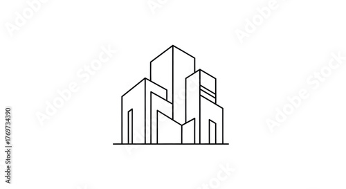 Minimal architecture line art. Geometric construction building vector logo