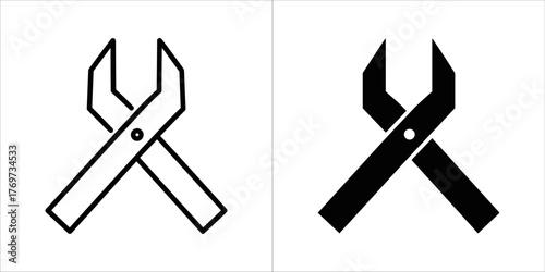 Pliers tool in outline and solid black on