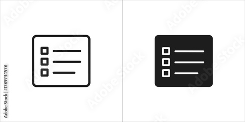 Two checklist icons, one outline and one filled