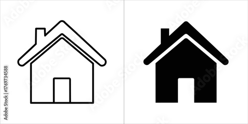 Two house icons, one outline and one filled