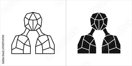 Abstract geometric representation of lungs and head