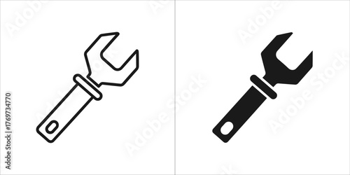 Two wrench icons, one outline and one filled